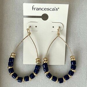 NWT Francesca's Navy & Gold Beaded Earrings